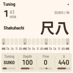 FuMi-1's screen on the tuning page with Shakuhachi 尺八
